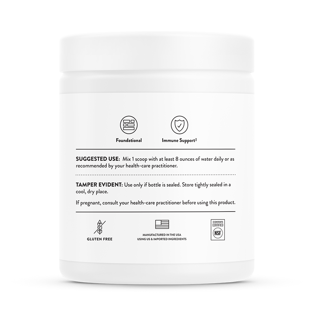 Suggested use for a container of Thorne Buffered C Powder