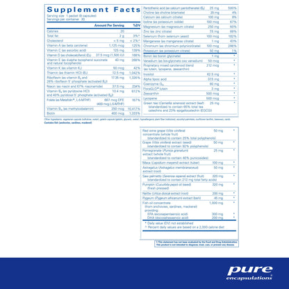 Supplement facts for Pure Encapsulations Men's Pure Pack