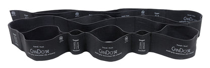 A CanDo Multi-Grip Exerciser, featuring black loops of different resistance levels for fitness workouts.