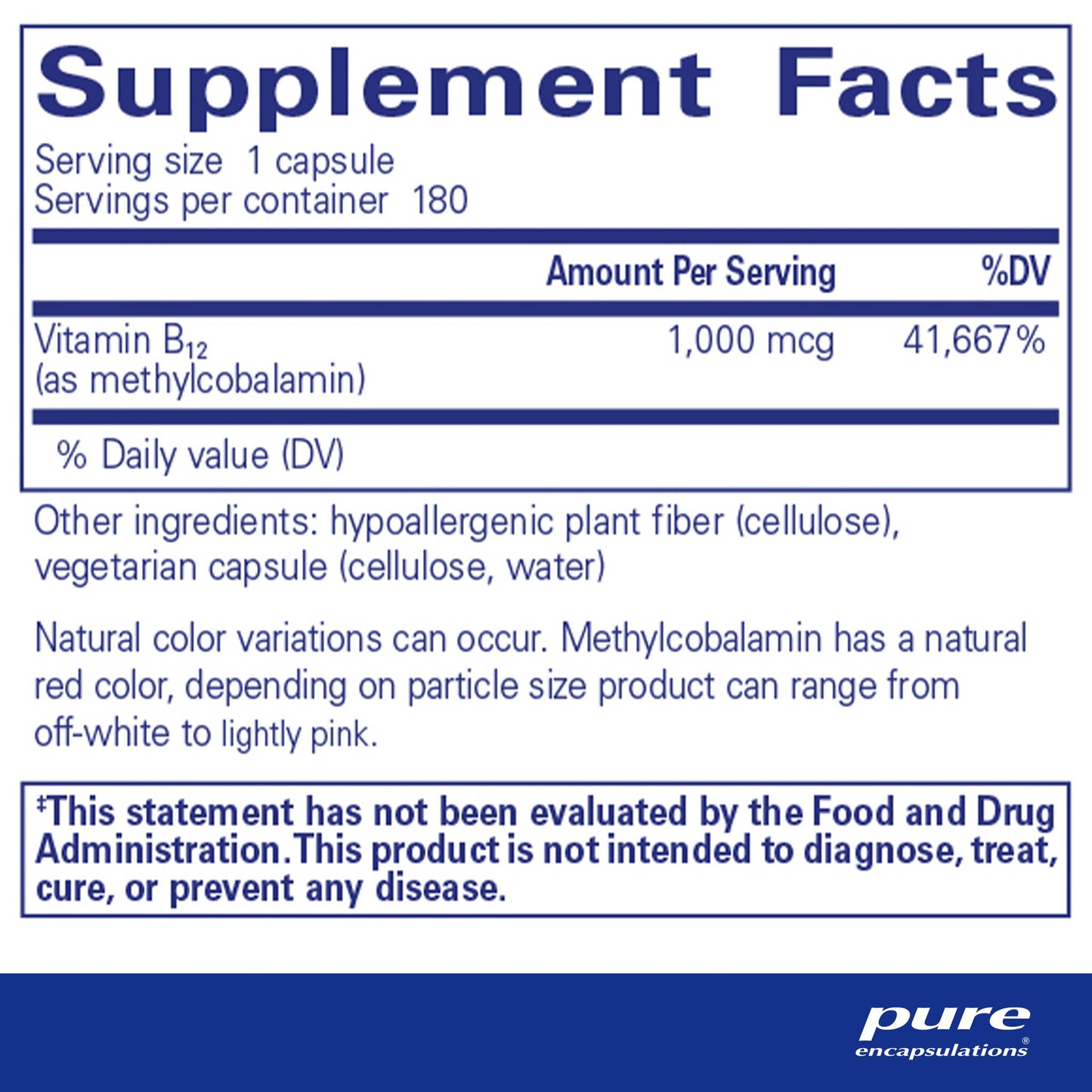 Pure Encapsulations Methylcobalamin 1,000 mcg