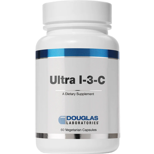 A bottle of Douglas Labs Ultra I-3-C dietary supplement with 60 vegetarian capsules.