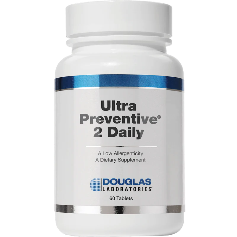 A bottle of Douglas Labs Ultra Preventive 2 Daily dietary supplement with 60 tablets.