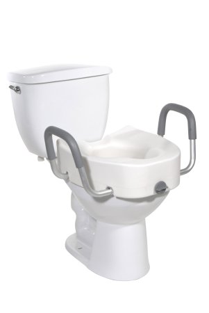 Elongated Raised Toilet Seat with Arms drive™ 4-1/2 Inch Height White 300 lbs. Weight Capacity (12013)