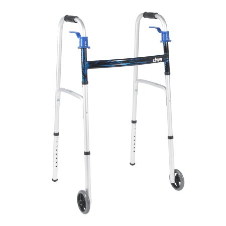 Dual Release Folding Walker Adjustable Height drive™ Aluminum Frame 350 lbs. Weight Capacity 32 to 39 Inch Height (10226-1)