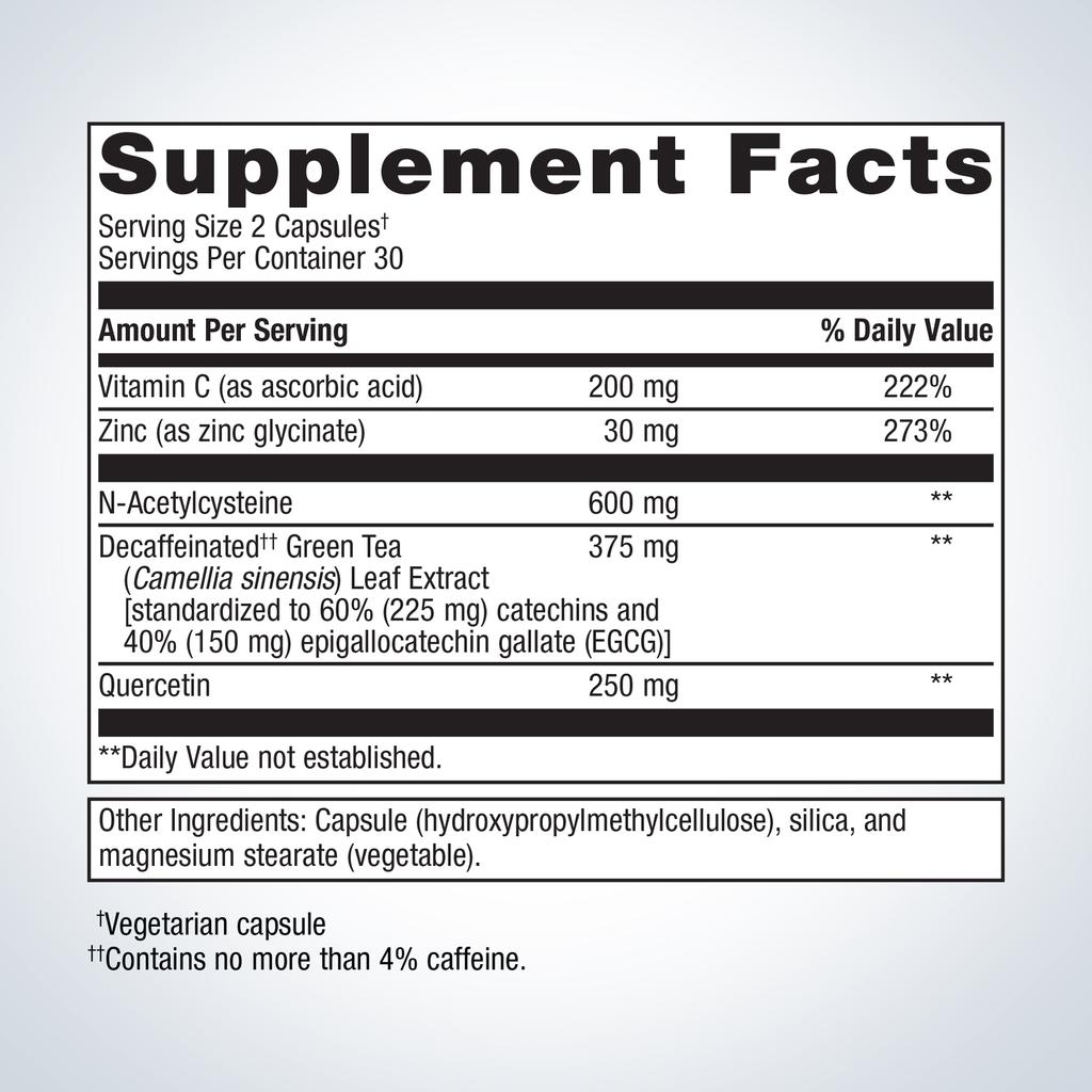 Supplement facts label with detailed nutritional information on a white background