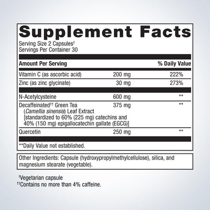 Supplement facts label with detailed nutritional information on a white background