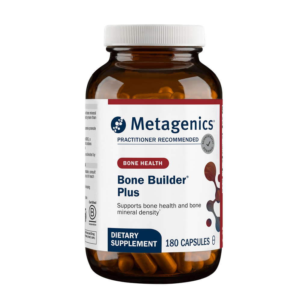 Metagenics Bone Builder Plus dietary supplement bottle on a white background