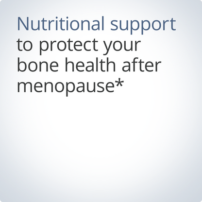 Text on a light gray background about nutritional support for bone health after menopause.