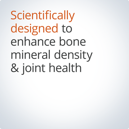 Text on a white background about enhancing bone mineral density and joint health.