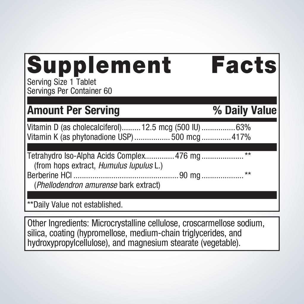 Supplement facts label on a white background