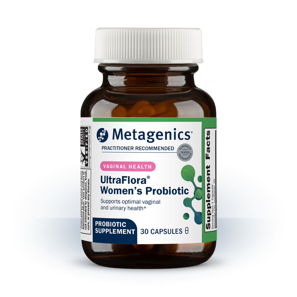 Metagenics UltraFlora Women's Probiotic bottle on a white background