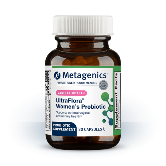 Metagenics UltraFlora Women's Probiotic bottle on a white background
