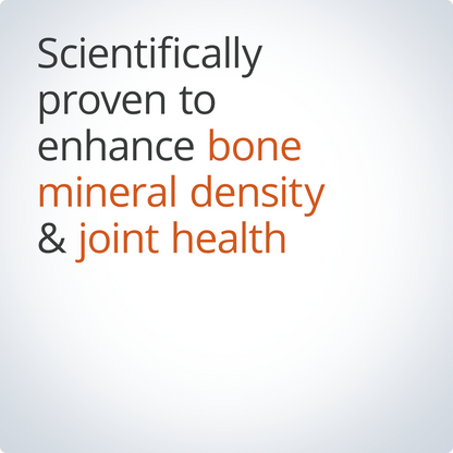 Text on a white background stating 'Scientifically proven to enhance bone mineral density & joint health'.