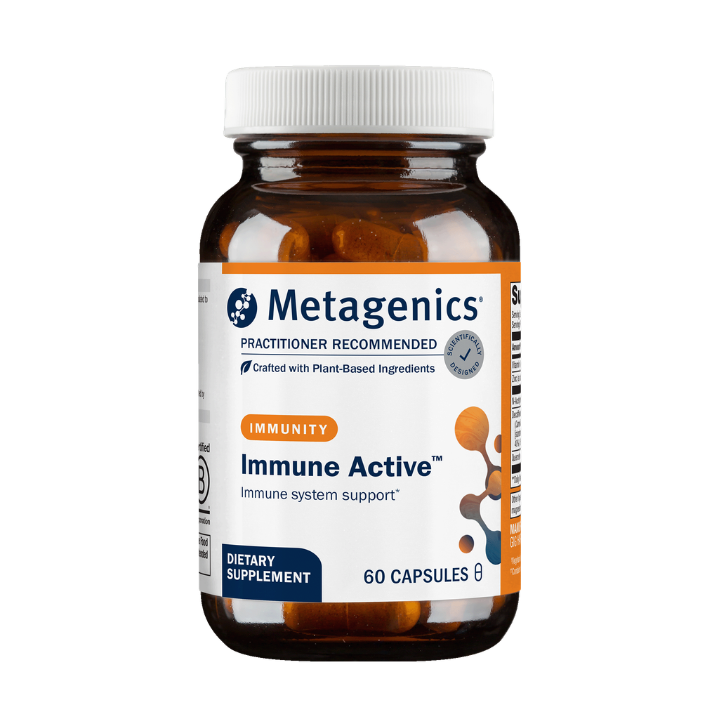 Metagenics Immune Active dietary supplement bottle on a white background
