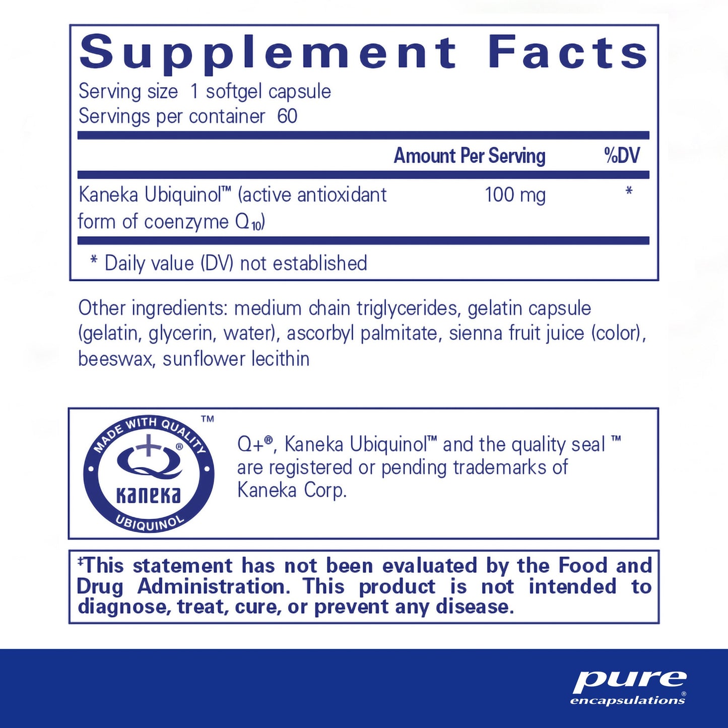 Supplement facts and ingredient information for bottle of Pure Encapsulations VisionPro EPA/DHA/GLA softgel capsules.