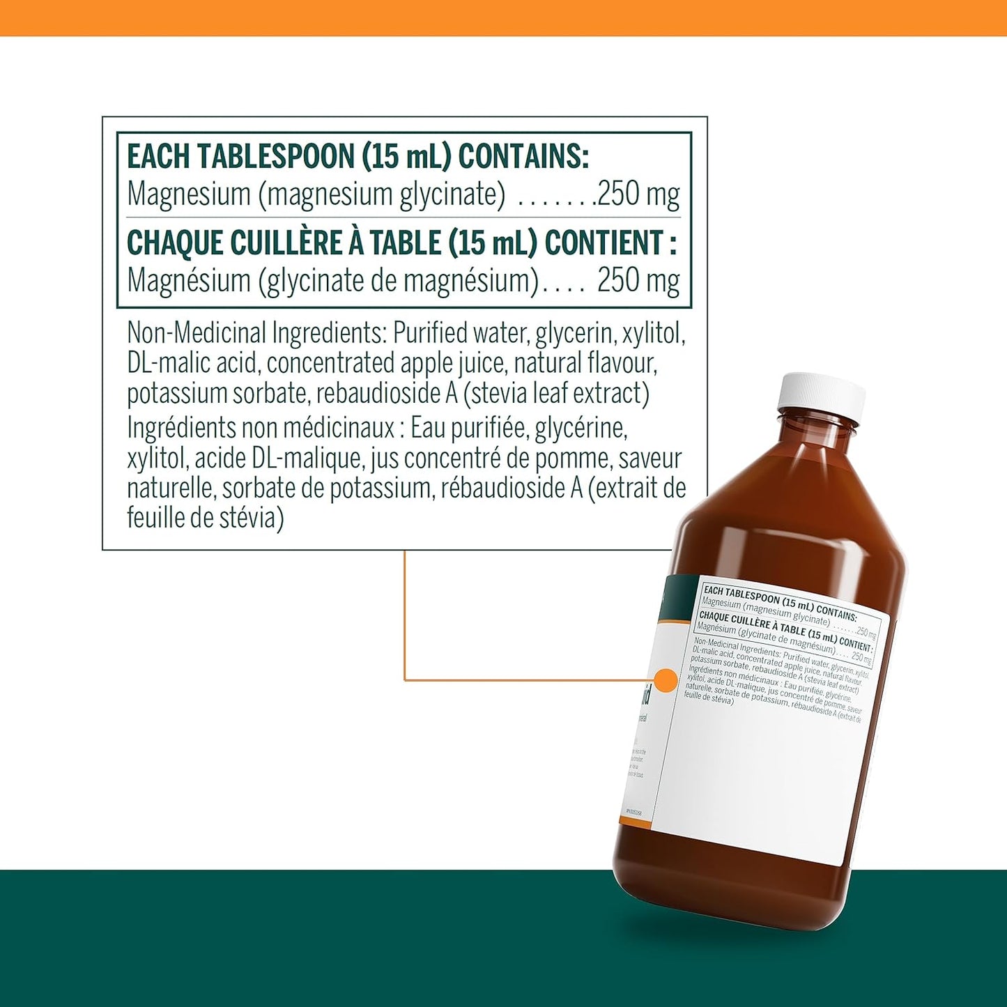 Ingredient and dosage information for Genestra Magnesium Glycinate Liquid supplement