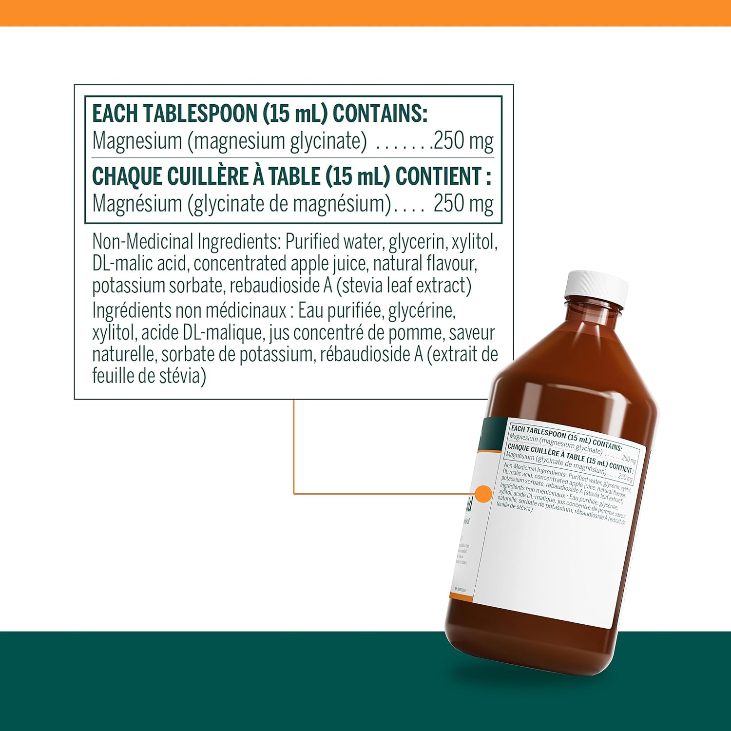 Ingredient and dosage information for Genestra Magnesium Glycinate Liquid supplement