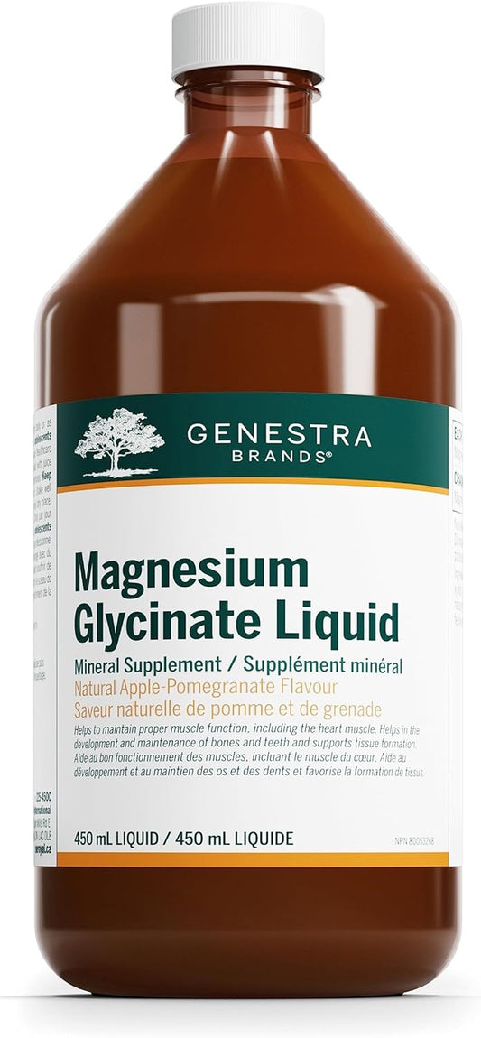 Bottle of Genestra Magnesium Glycinate Liquid supplement.