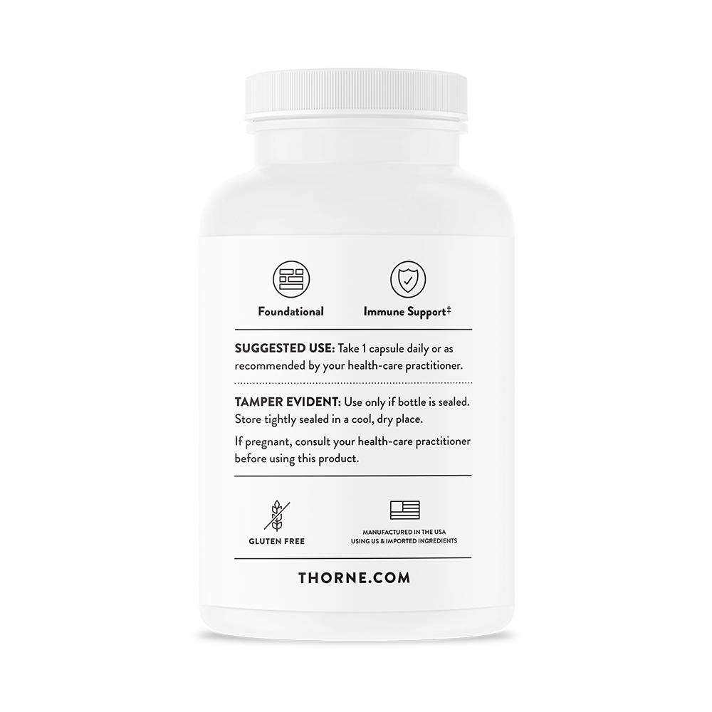 Suggested use on the side of a Thorne Zinc Picolinate 30 mg  bottle.  The supplement is gluten free.