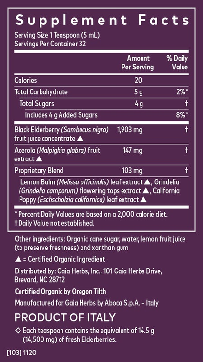 A list of supplement facts.  