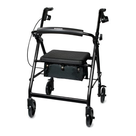 4 Wheel Rollator McKesson Black Adjustable Height / Folding Aluminum Frame (146-R726BK)