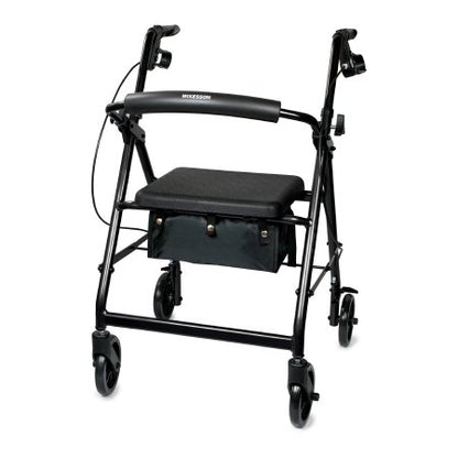 4 Wheel Rollator McKesson Black Adjustable Height / Folding Aluminum Frame (146-R726BK)