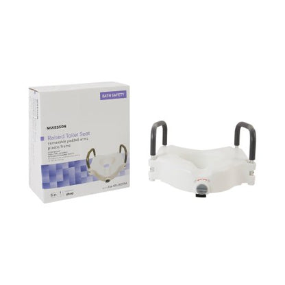 Raised Toilet Seat McKesson 5 Inch Height White 300 lbs. Weight Capacity (146-RTL12027RA)