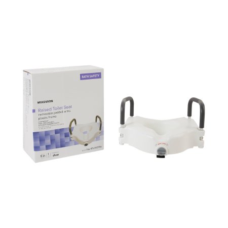 Raised Toilet Seat McKesson 5 Inch Height White 300 lbs. Weight Capacity (146-RTL12027RA)