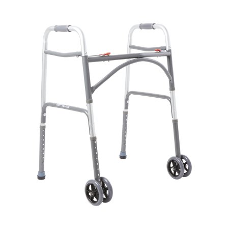 Bariatric Folding Walker Adjustable Height McKesson Steel Frame 500 lbs. Weight Capacity 32 to 39 Inch Height (146-10220-2WW)
