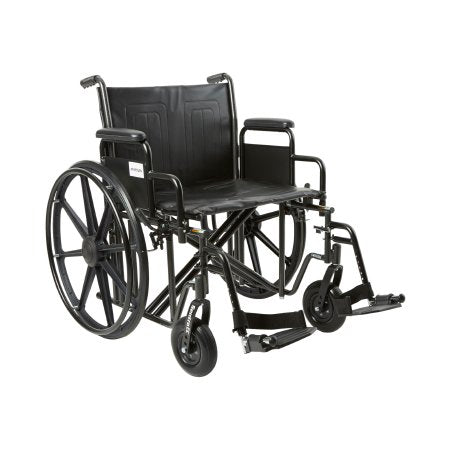 Bariatric Wheelchair McKesson Dual Axle Desk Length Arm Swing-Away Footrest Black Upholstery 22 Inch Seat Width 450 lbs. Weight Cap(146-STD22ECDDA-SF)
