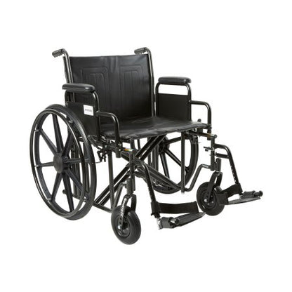 Bariatric Wheelchair McKesson Dual Axle Desk Length Arm Swing-Away Footrest Black Upholstery 22 Inch Seat Width 450 lbs. Weight Cap(146-STD22ECDDA-SF)