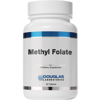 A bottle of Douglas Labs Methyl Folate dietary supplement containing 60 tablets.