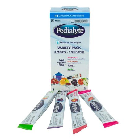 Oral Electrolyte Solution Pedialyte® Powder Packs Fruit Punch / Grape / Apple / Strawberry Flavor 0.3 oz. Electrolyte (56090)