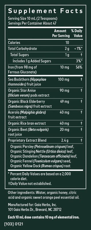 A list of supplement facts.  