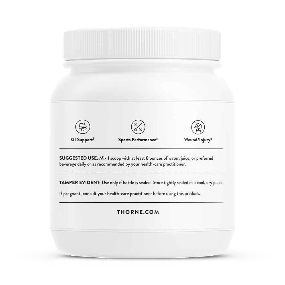 Suggested use for a container of Thorne L-Glutamine Powder