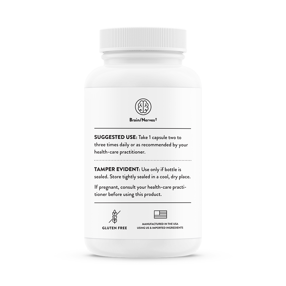 Suggested use for a bottle of Thorne Acetyl-L-Carnitine dietary supplement  