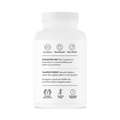Suggested use for a bottle of Thorne L-Arginine dietary supplement