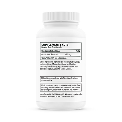 Supplement facts for a bottle of Thorne Glutathione-SR dietary supplement
