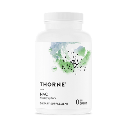 Thorne NAC dietary supplement bottle on a white background