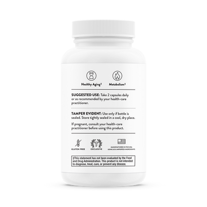Suggested use for a bottle of Thorne Resveracel dietary supplement