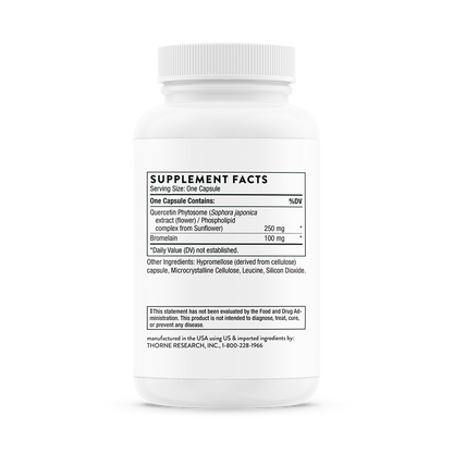 Supplement facts for a bottle of Thorne Quercetin Complex dietary supplement