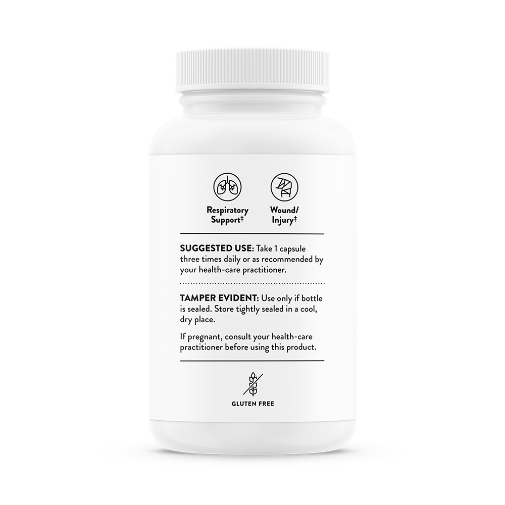 Suggested use for a bottle of Thorne Quercetin Complex dietary supplement