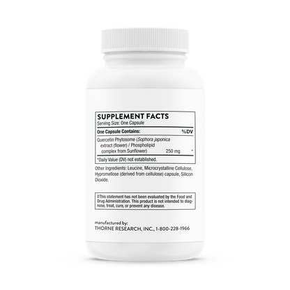 Supplement facts for a bottle of Thorne Quercetin Phytosome 