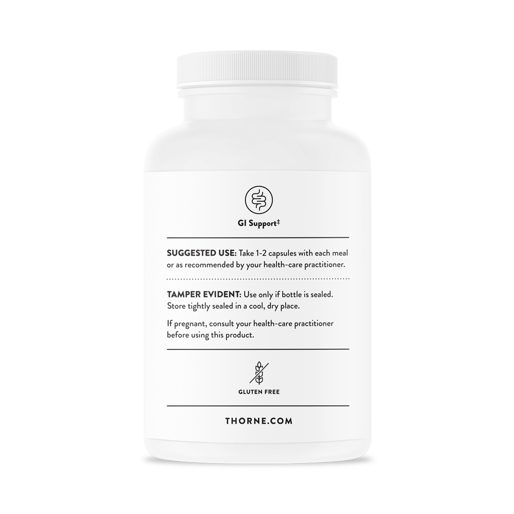 Suggested use for A bottle of Thorne Multi Enzyme dietary supplement