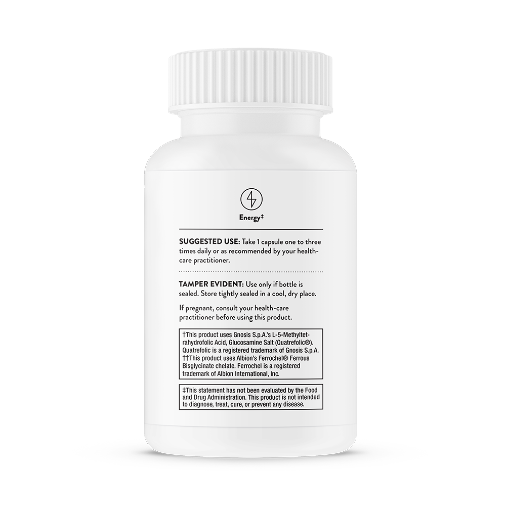 Suggested use for A bottle of Thorne Ferrasorb dietary supplement