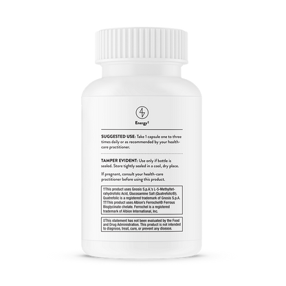 Suggested use for A bottle of Thorne Ferrasorb dietary supplement