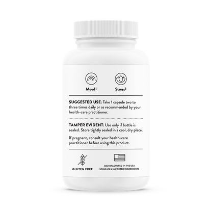 Suggested use for A bottle of Thorne Rhodiola dietary supplement 
