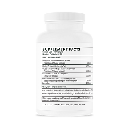 Supplement facts for Thorne Joint Support Nutrients