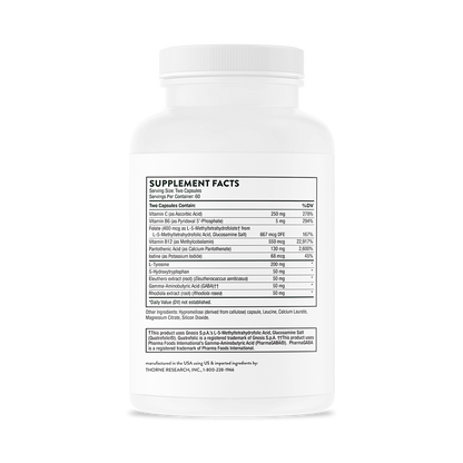 Suplpement facts for Thorne Emotion Balance Support dietary supplement 