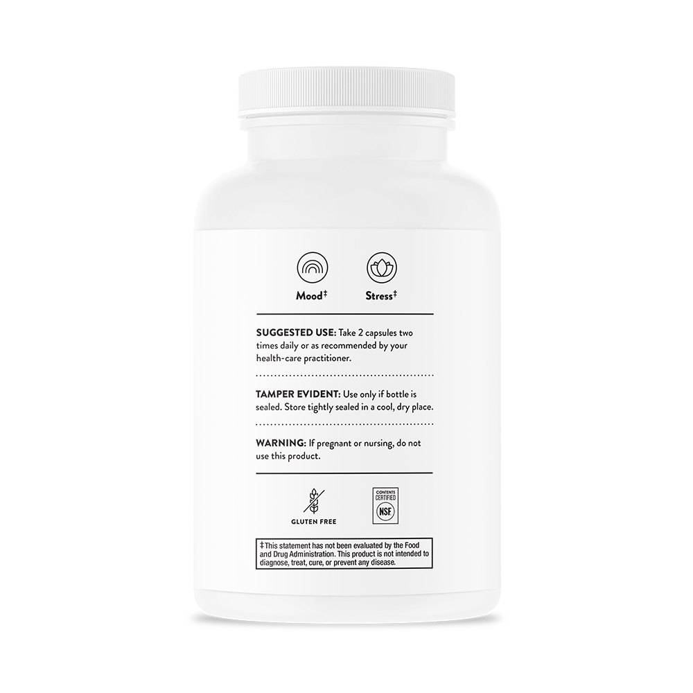 Suggested use for a bottle of Thorne Emotion Balance Support dietary supplement  